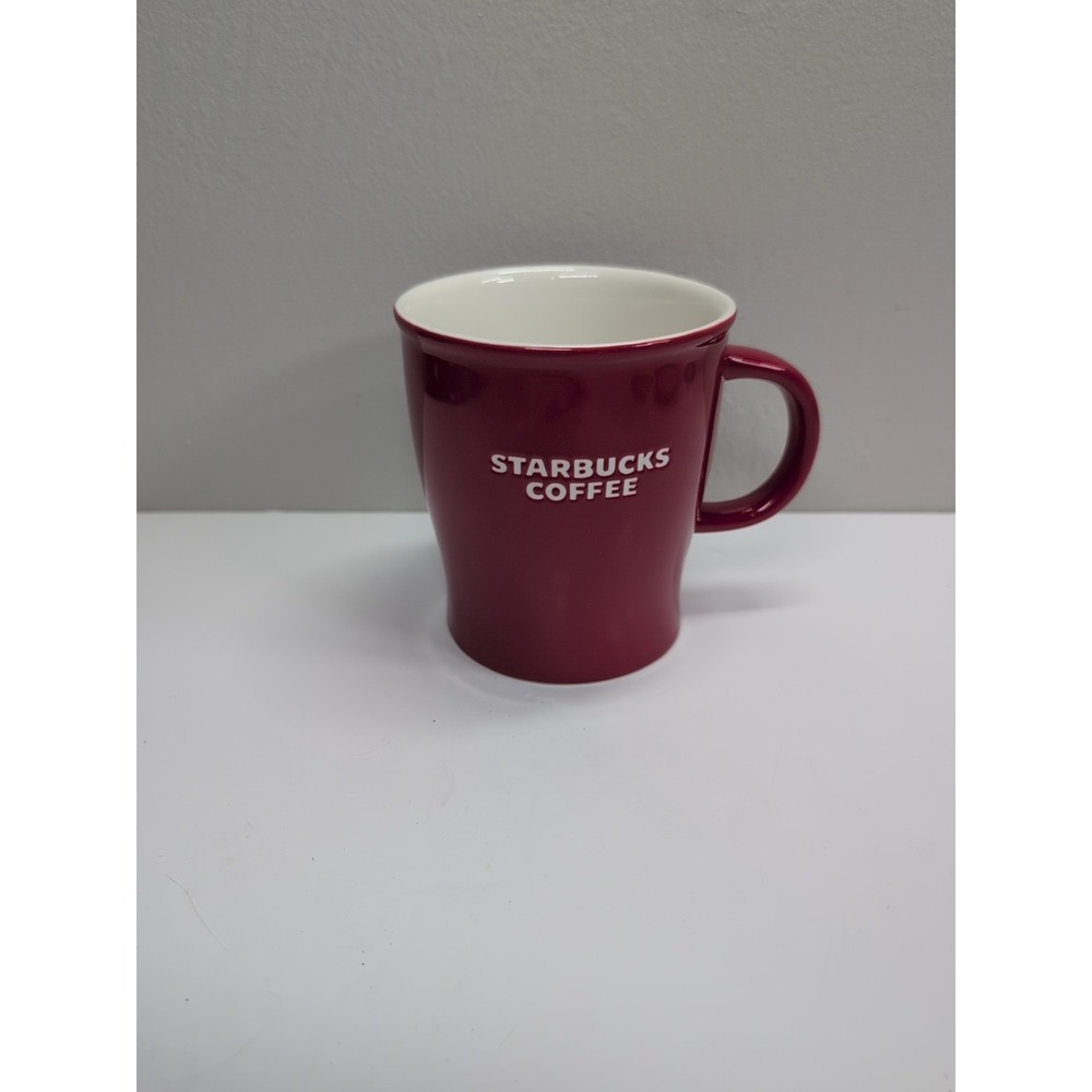 Starbucks 2008 Vintage Classic Red Ceramic Coffee‎ Mug 14 oz Embossed White Logo
